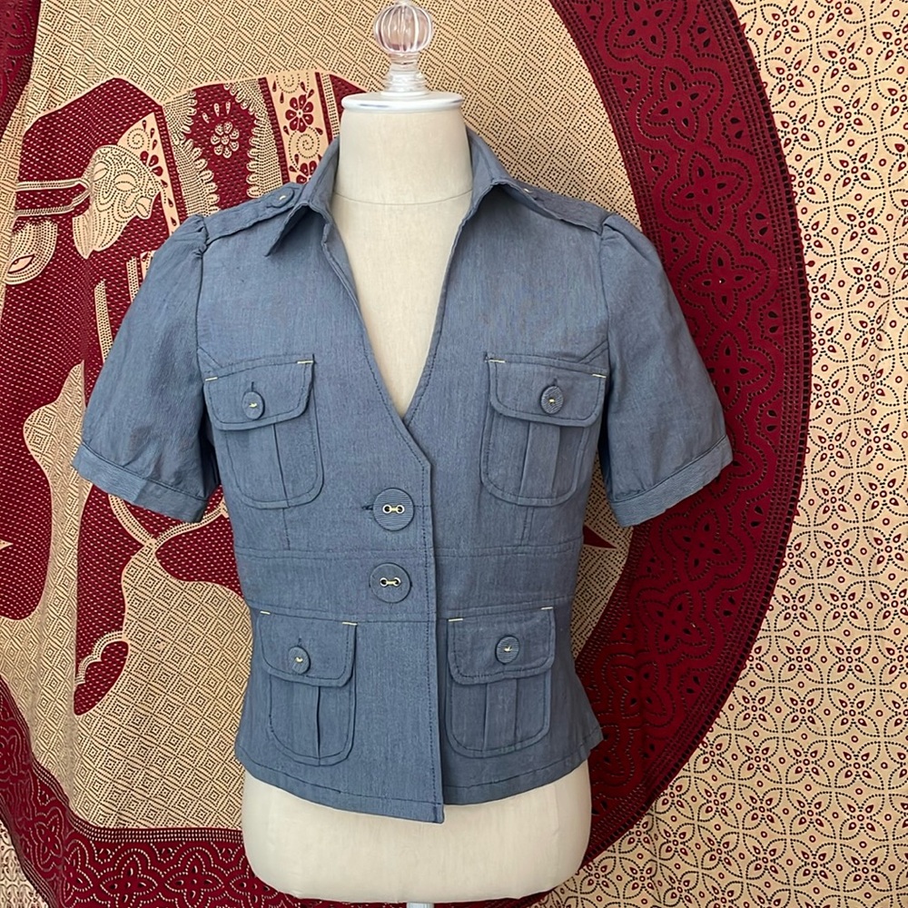 Zinc “jeans” short sleeves tailored cropped jacket